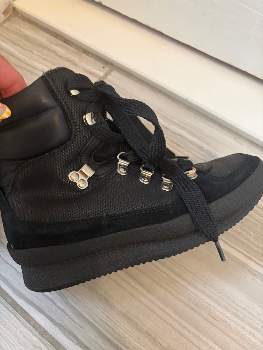 Isabel Marant Black Lace-Up High-Top Hiking Boots with Tan Lining - Picture 10 of 11